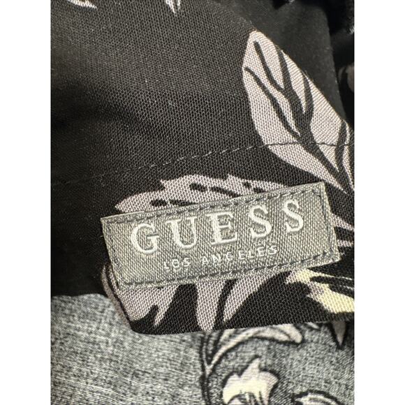 GUESS Men’s Size Medium Black/White Floral Slim Fit Shirt Stretch Long Sleeve - Picture 10 of 10